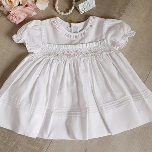 White Smocked Dress Rose Garden Collection RARE FIND Feltman Brothers NWT